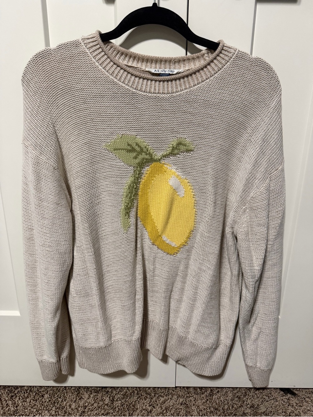 AE Soft Cream Lemon Crewneck Sweater Size XS. Worn once.